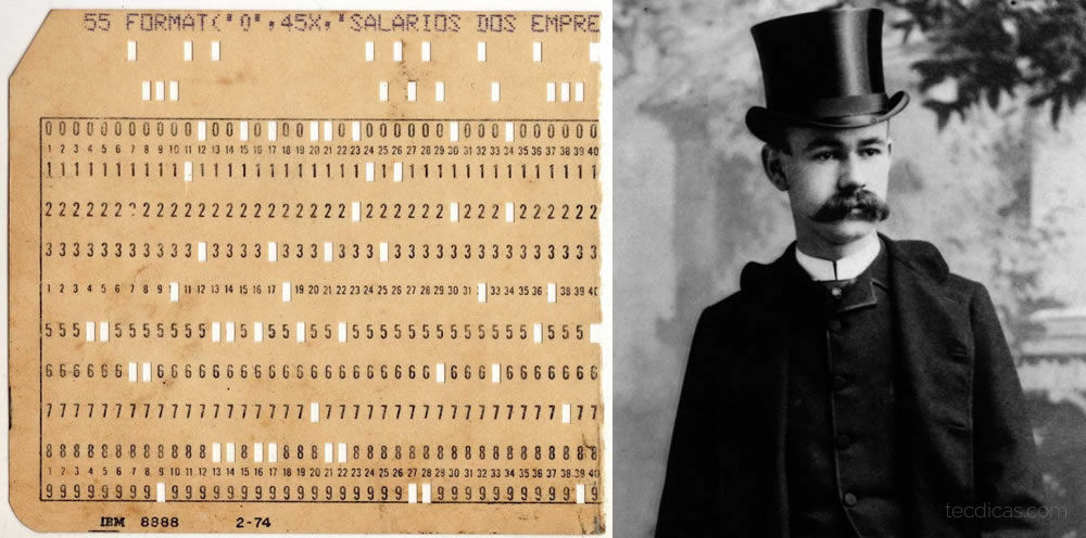 Figura 5 Cartão perfurado IBM e Herman Hollerith.