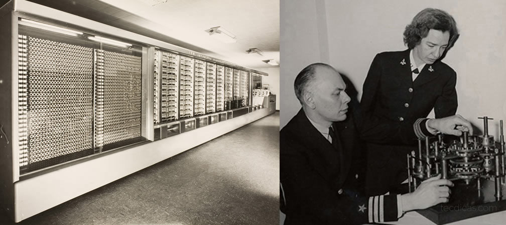 Figura 9 Harvard Mark I - Aiken e Hopper com a Calculating Wheels de Babbage.